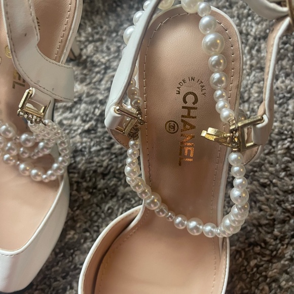 Chanel slingback pearl vintage heels size 6 - Picture 11 of 14